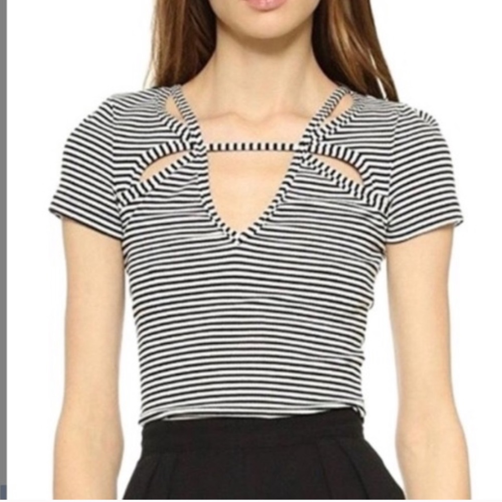 Free People Frenchie Cutout Ribbed Top Tan & Blue - Picture 4 of 8